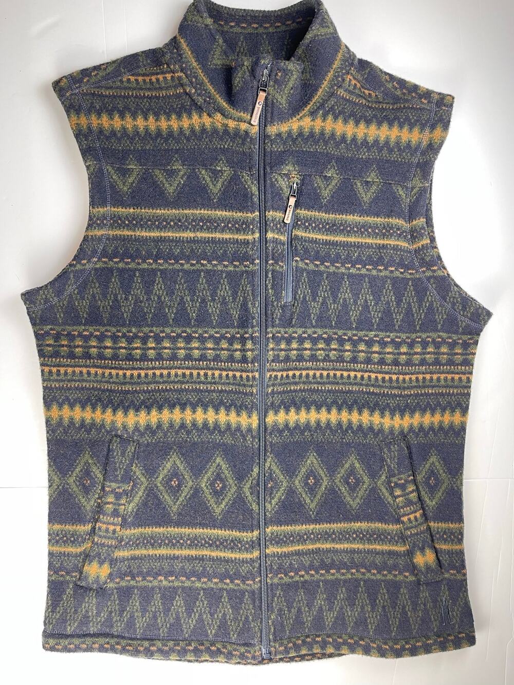 Smartwool Men’s M Hudson Trail Fleece Vest Geometric Fair Isle Heritage Full zip